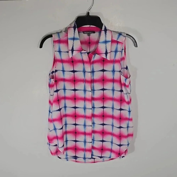 {Michael Stars} Womens Tie Dye Sleveless Button-Down Blouse - Size S - Picture 3 of 11